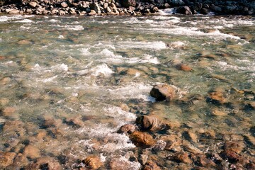 Water flowing over the rocks