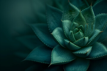 Detail close up of the spiral patterns of the Spiral Aloe plant with spines along its triangular leaves


