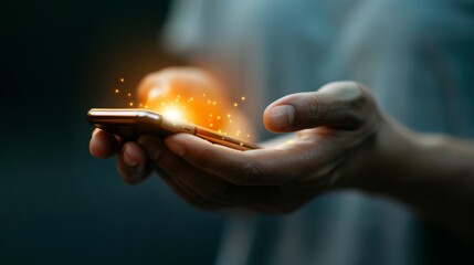 Enlightening Path: Hand Holding Social Media Icon as a Guiding Light