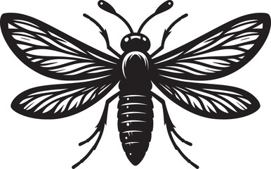 Beautiful firefly insect silhouette illustration isolated on a white background