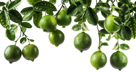 Bunch of limes hanging from a branch