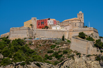 Ibiza town from the sea "d Alt vila", Ibiza island, Balearic Islands, Spain