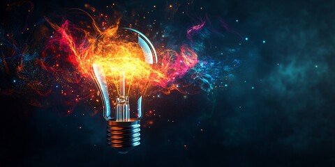 Explosive Light Bulb Representing Creative Breakthrough