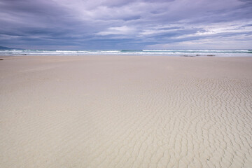 Las Catedrales beach, low tide between the reefs, Ribadeo, Lugo, Galicia, Spain