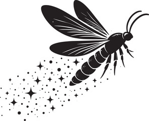 Beautiful firefly insect silhouette illustration isolated on a white background