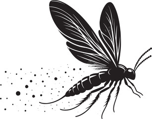 Beautiful firefly insect silhouette illustration isolated on a white background