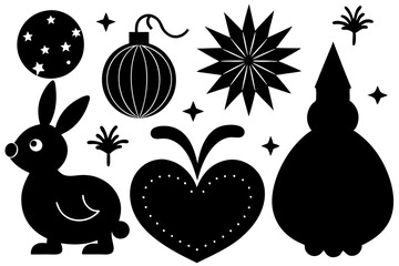 Festive holiday decoration silhouettes vector illustration 