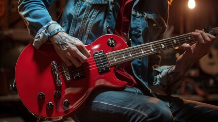 Obraz premium The red electric guitar