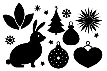 Festive holiday decoration silhouettes vector illustration 