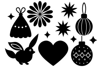 Festive holiday decoration silhouettes vector illustration 