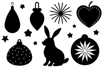 Festive holiday decoration silhouettes vector illustration 