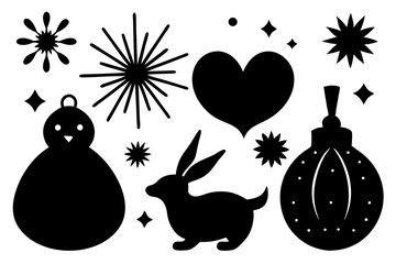 Festive holiday decoration silhouettes vector illustration 