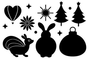 Festive holiday decoration silhouettes vector illustration 