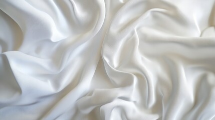 Obraz premium Closeup of rippled white satin fabric texture background. Luxurious background design 