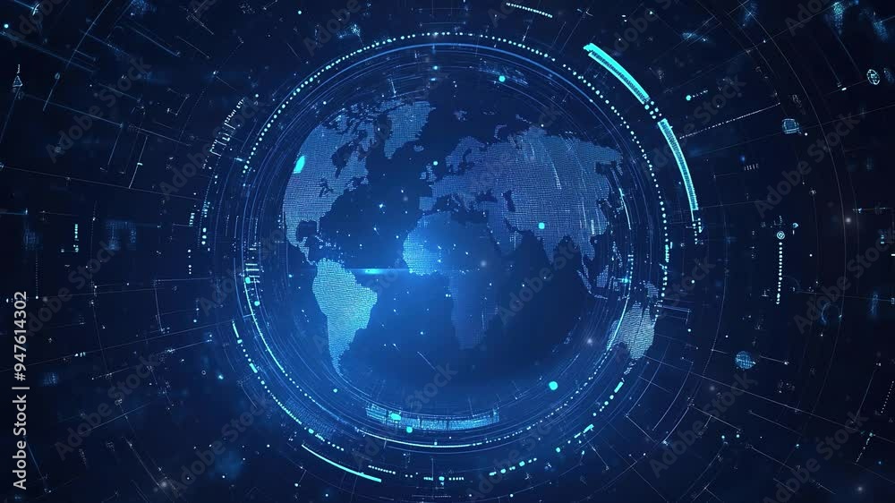 Poster global network concept. abstract globe background. symbolizing global network connectivity. technolo