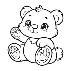 cute bear vector art outline illustration