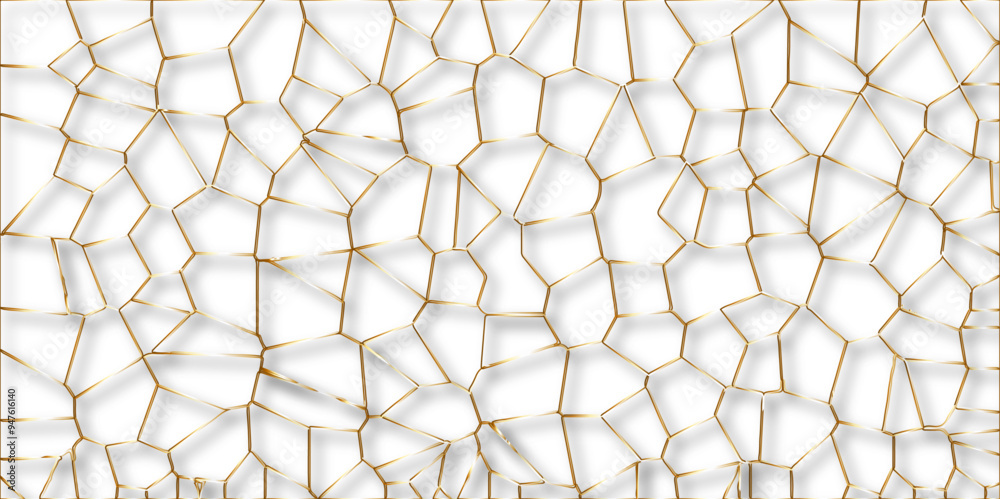 Poster abstract golden hexagon graphic ornament. arabian stylish seamless pattern on white background. crea