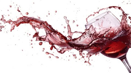 Delicious red wine splash isolated on a white background.