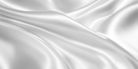 Closeup of rippled white satin fabric texture background. Luxurious background design
