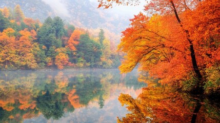 Naklejka premium Hello Fall - Falling Autumn Leaves