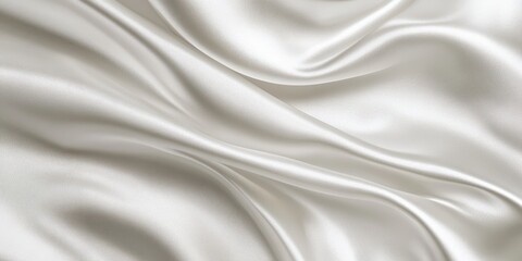 Closeup of rippled white satin fabric texture background. Luxurious background design
