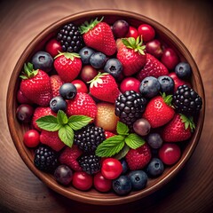 Obraz premium assortment of berries in a beautiful bowl