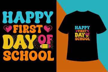 Happy first Day of School,,black t shirt design,Back to School Cool,Back to school t-shirt design, first day at school , hundred days of School, typography t-shirt design for kids.