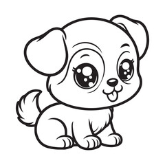cute dog vector art outline illustration