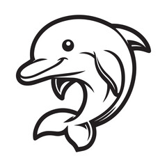 cute dolphin vector art outline illustration