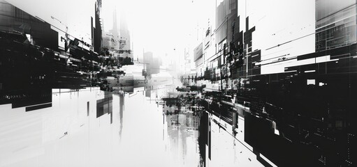 Obraz premium Abstract Cityscape in Black and White