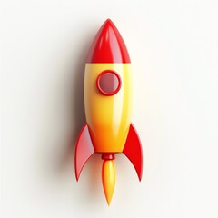 3D illustration of a space rocket in yellow and orange colors