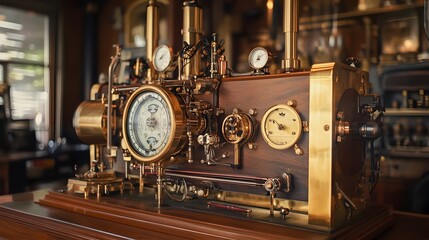 Fototapeta premium Intricate Victorian Era Time Machine with Brass Components and Control Panel