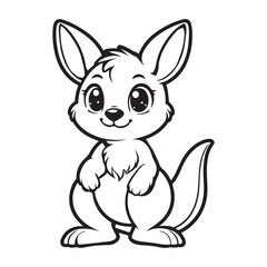 cute kangaroo vector art outline illustration