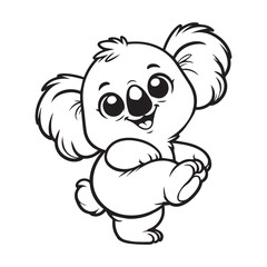 cute koala dancing vector art outline illustration