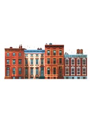 Fototapeta premium Row of Brick Buildings Illustration