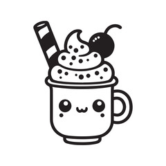 cute milkshake vector art outline illustration