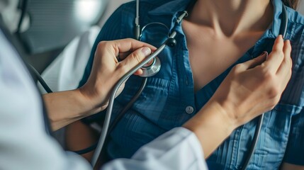 Doctor using a stethoscope to listen to patient's chest