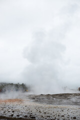 Landscape in iceland, a deserted place with geyser