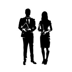 Business woman standing, abstract vector silhouette. Distortion effect