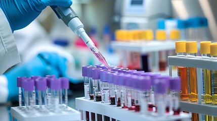 Medical laboratory technician analyzing samples