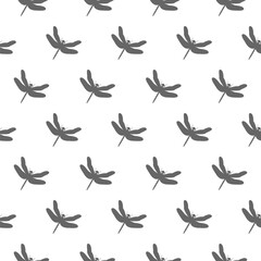 Dragonfly icon seamless pattern on white