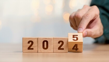 Naklejka premium Welcoming 2025: Preparing for Success with a Flip from 2024