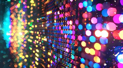 Abstract Colorful Disco Ball with Bokeh Lights