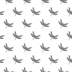Dragonfly icon seamless pattern on white