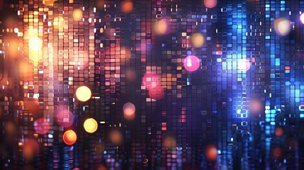 Abstract Colorful Disco Ball with Bokeh Lights