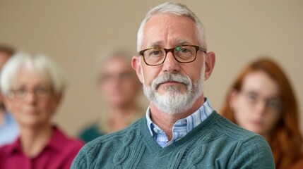 Mature bespectacled healthcare professional in deep thoughtful discussion or consultation with patient or client about advanced care planning or medical treatment options in an office environment