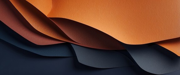 Abstract Composition of Curved Paper Layers in Warm and Cool Tones
