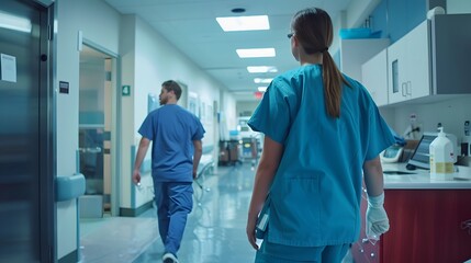 Fototapeta premium Nurse assisting doctor in emergency room