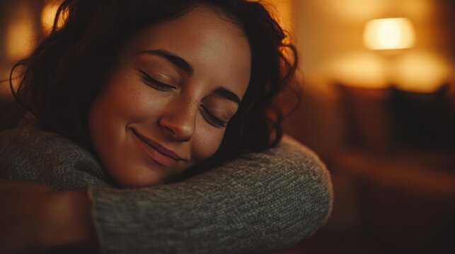 A person embraces a loved one in a warm and inviting home setting, with soft, ambient light and an affectionate gesture highlighting the emotional connection.