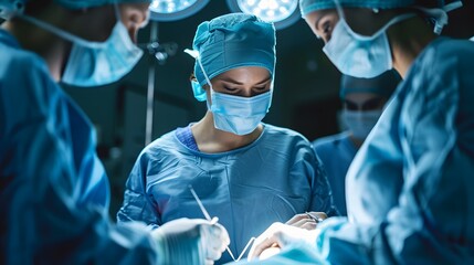 Surgeon stitching up patient after surgery